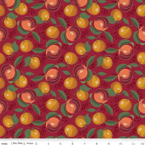 SALE Petal Song Fuzzy Navel C13714 Cranberry - Riley Blake Designs - Fruit Dots - Quilting Cotton Fabric