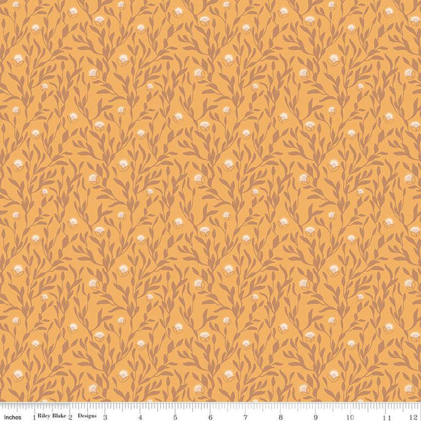 Petal Song Fireflies C13715 Honey - Riley Blake Designs - Flowers Leaves - Quilting Cotton Fabric