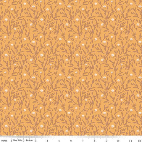 Petal Song Fireflies C13715 Honey - Riley Blake Designs - Flowers Leaves - Quilting Cotton Fabric