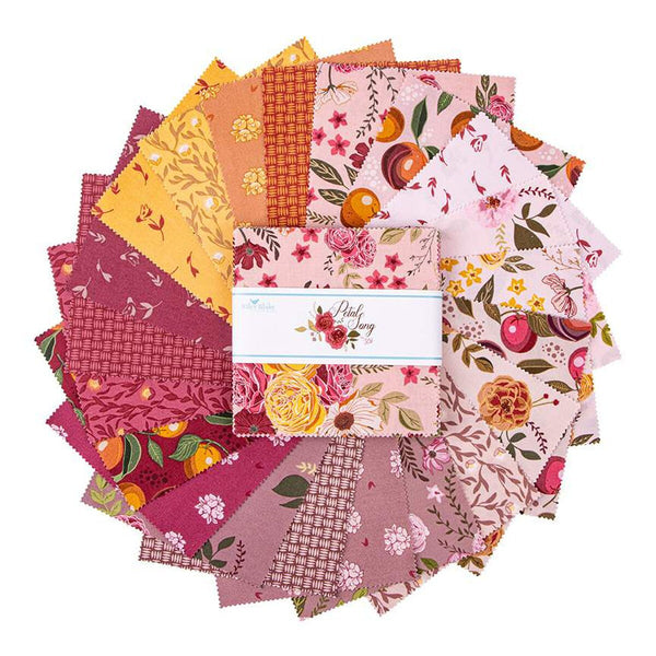 Petal Song Charm Pack 5" Stacker Bundle - Riley Blake Designs - 42 piece Precut Pre cut - Floral - Quilting Cotton Fabric