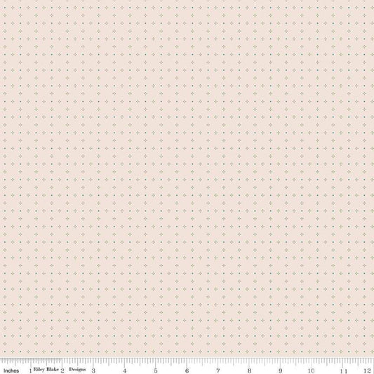 Fat Quarter End of Bolt - Bee Dots Thelma C14182 Lettuce - Riley Blake - Floral Flowers - Lori Holt - Dotted Dot - Quilting Cotton Fabric