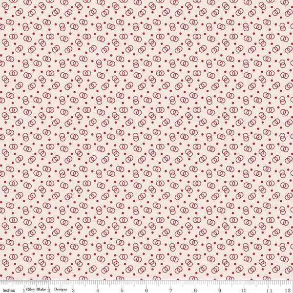 CLEARANCE Bee Dots Lucille C14181 Berry by Riley Blake Designs - Interlocking Circles - Lori Holt - Quilting Cotton Fabric