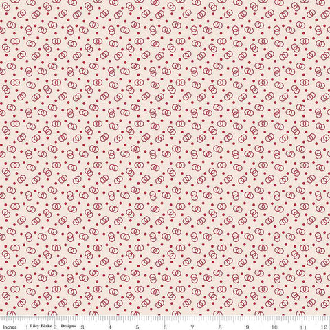 CLEARANCE Bee Dots Lucille C14181 Berry by Riley Blake Designs - Interlocking Circles - Lori Holt - Quilting Cotton Fabric