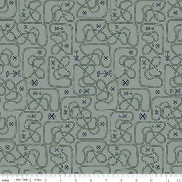 15" End of Bolt - SALE Round the Mountain Table Tracks C13812 Dusk by Riley Blake - Trains Railroad Signs Tracks - Quilting Cotton Fabric