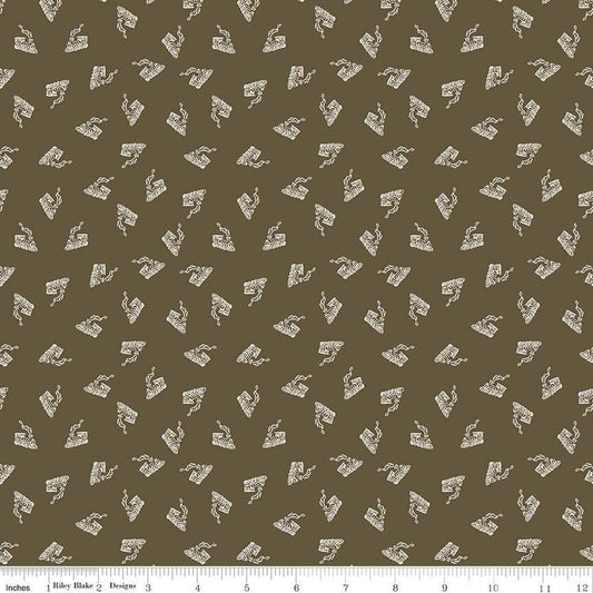 CLEARANCE 'Round the Mountain All Aboard C13813 Brown - Riley Blake Designs - Trains Locomotives - Quilting Cotton Fabric