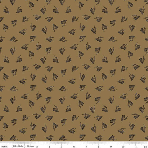 Round the Mountain All Aboard C13813 Khaki - Riley Blake Designs - Trains Locomotives - Quilting Cotton Fabric