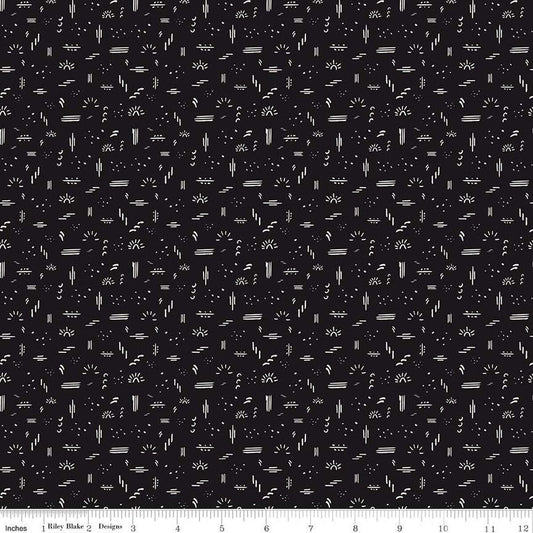 DEAL Round the Mountain Dashed C13815 Midnight - Riley Blake Designs - Geometric Designs - Quilting Cotton Fabric