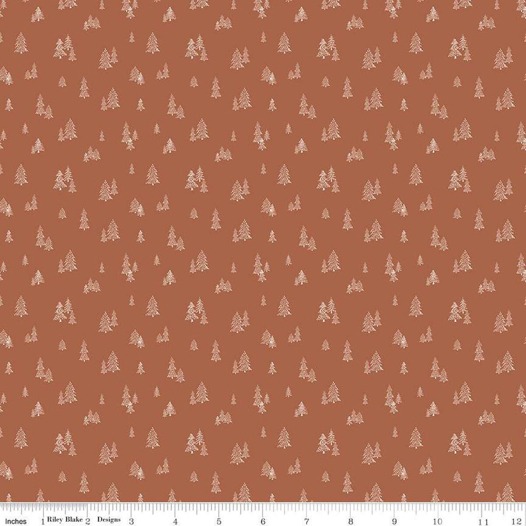SALE 'Round the Mountain Pinpoint Pines C13817 Cinnamon by Riley Blake Designs - Pine Trees - Quilting Cotton Fabric