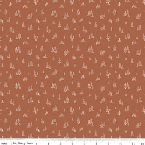 CLEARANCE 'Round the Mountain Pinpoint Pines C13817 Cinnamon by Riley Blake Designs - Pine Trees - Quilting Cotton Fabric