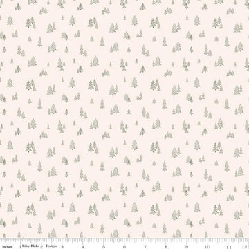 33" End of Bolt - Round the Mountain Pinpoint Pines C13817 Cream - Riley Blake Designs - Pine Trees - Quilting Cotton Fabric