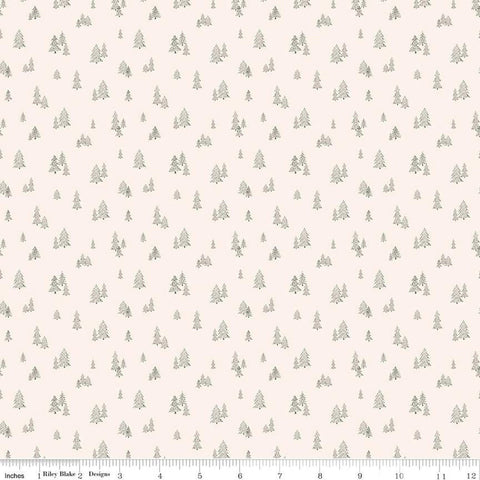 Round the Mountain Pinpoint Pines C13817 Cream - Riley Blake Designs - Pine Trees - Quilting Cotton Fabric