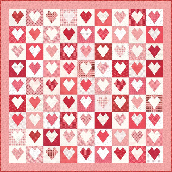 SALE 10" Heart Quilt Paper ST-33027 by Lori Holt - Riley Blake Designs - For Accurate Cutting 42 Sheets 7" Finished Block