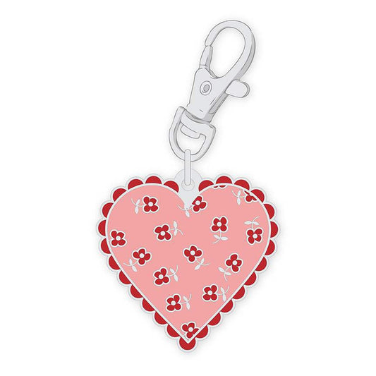 DEAL Lori Holt Bee Dots Enamel Happy Charm Heart ST-33025 - Riley Blake Designs - Approximately 1 1/2" x 1 1/2"