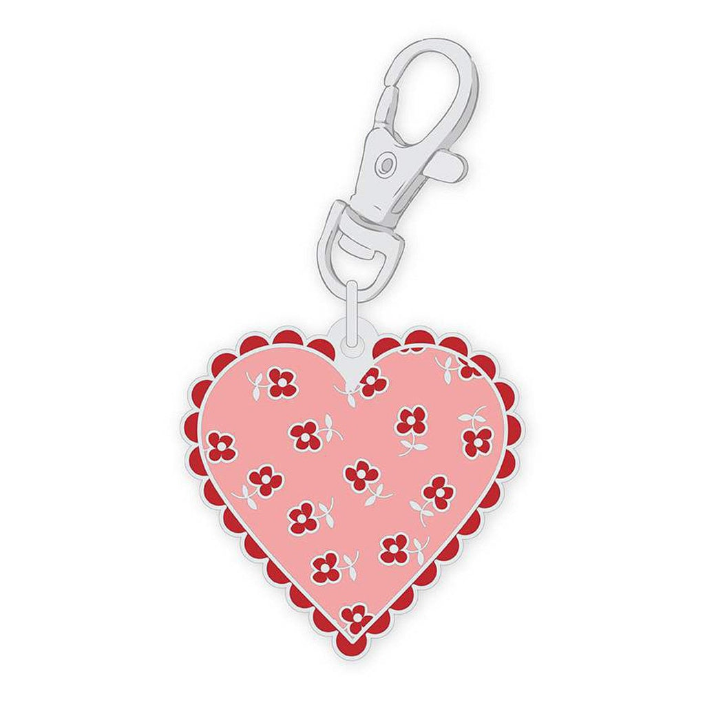 Lori Holt Bee Dots Enamel Happy Charm Heart ST-33025 - Riley Blake Designs - Approximately 1 1/2" x 1 1/2"