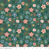 17" End of Bolt - Let's Create Main C13690 Hunter - Riley Blake Designs - Floral Flowers Leaves Dots - Quilting Cotton Fabric