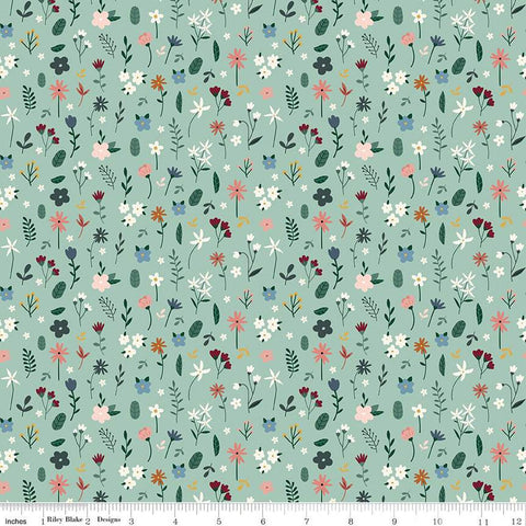 Let's Create Stems C13692 Mint by Riley Blake Designs - Floral Flowers Leaves - Quilting Cotton Fabric