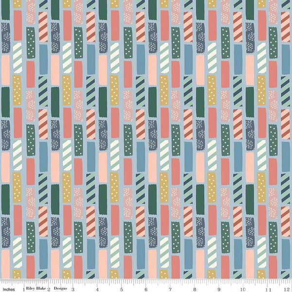 Fat Quarter End of Bolt - CLEARANCE Let's Create Washi C13693 Sky by Riley Blake  - Washi Tape - Quilting Cotton