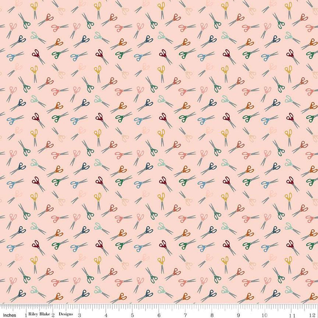 SALE Let's Create Scissors C13694 Peaches 'n Cream by Riley Blake Designs - Sewing Crafting - Quilting Cotton Fabric