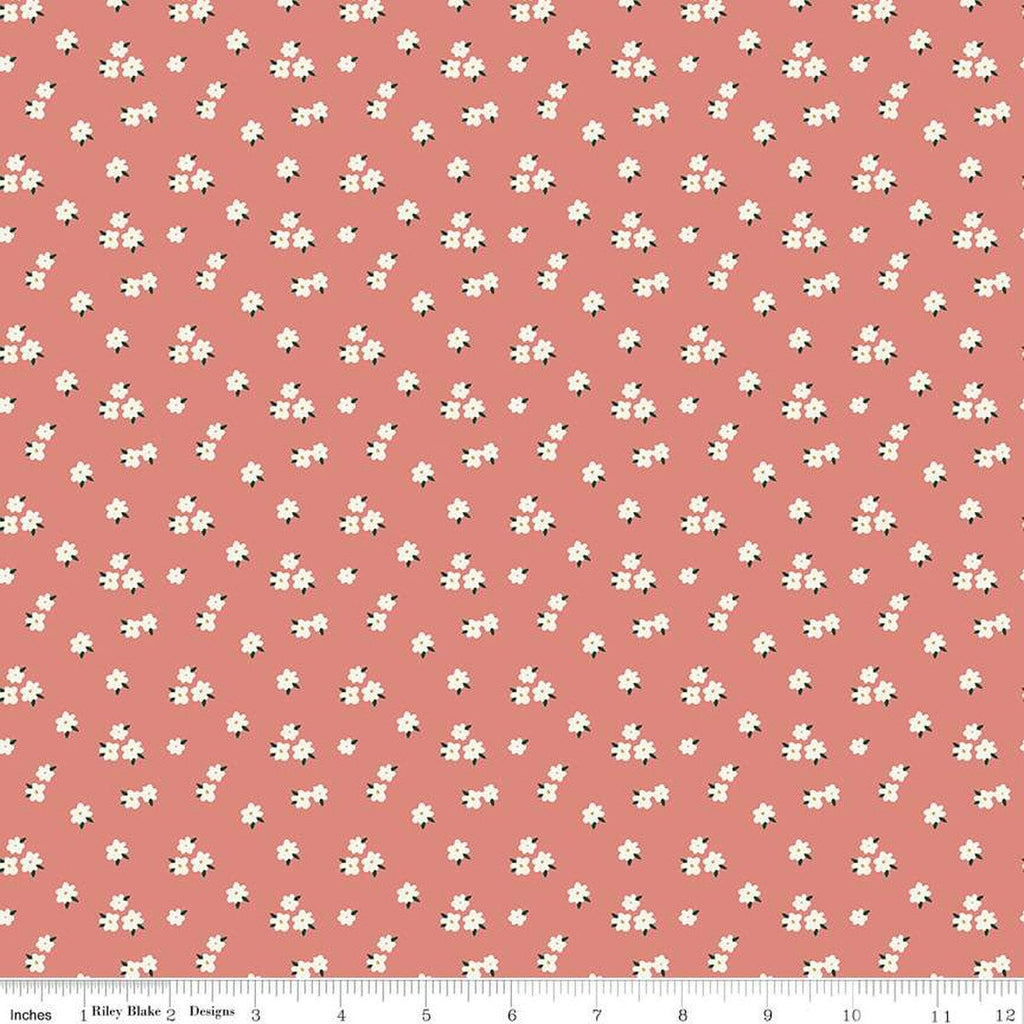 SALE Let's Create Flowers C13695 Coral by Riley Blake Designs - Floral - Quilting Cotton Fabric