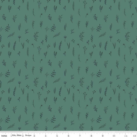 SALE Let's Create Tonal Stems C13696 Hunter by Riley Blake Designs - Tone-on-Tone Floral Flowers Leaves - Quilting Cotton Fabric