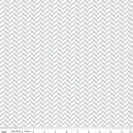 SALE Effervescence Herringbone C13730 Gray - Riley Blake Designs - On White - Quilting Cotton Fabric