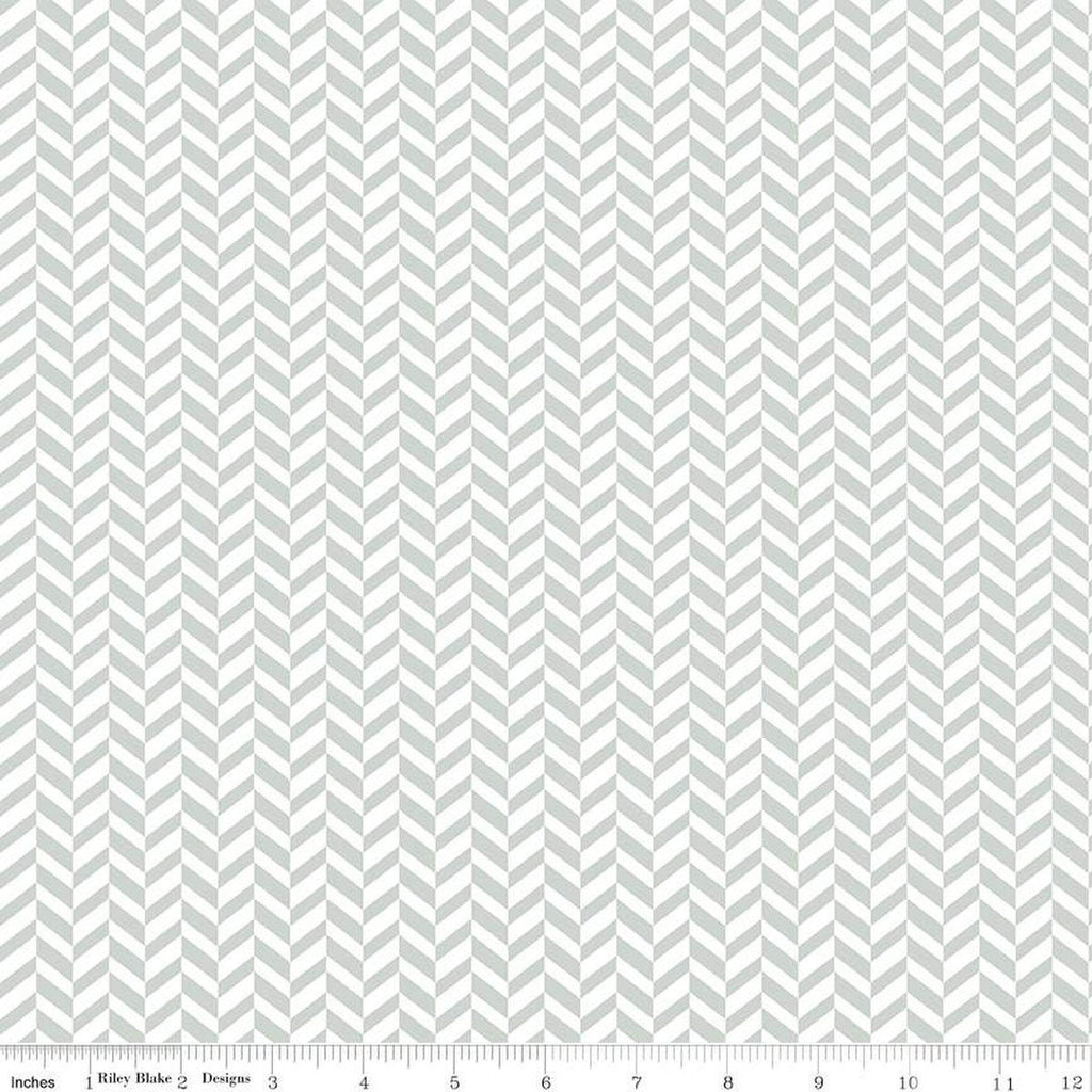 SALE Effervescence Herringbone C13730 Gray by Riley Blake Designs - On White - Quilting Cotton Fabric