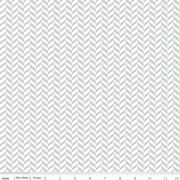 SALE Effervescence Herringbone C13730 Gray by Riley Blake Designs - On White - Quilting Cotton Fabric