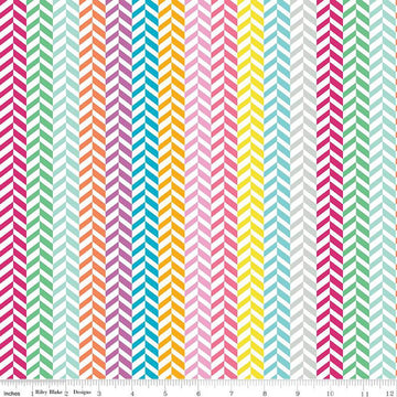 SALE Effervescence Herringbone C13730 Multi - Riley Blake Designs - On White - Quilting Cotton Fabric