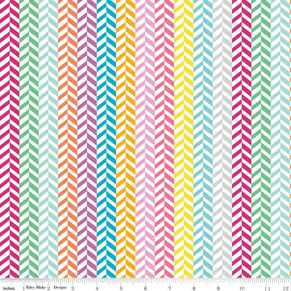 SALE Effervescence Herringbone C13730 Multi by Riley Blake Designs - On White - Quilting Cotton Fabric