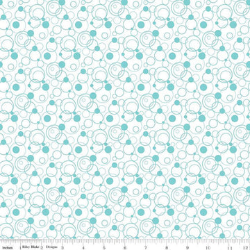 SALE Effervescence Circles C13731 Aqua - Riley Blake Designs - Blue White - Quilting Cotton Fabric
