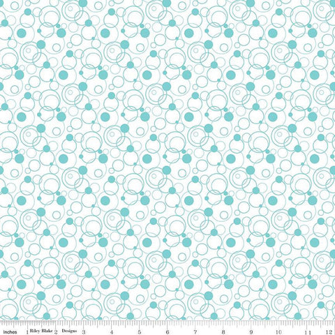 SALE Effervescence Circles C13731 Aqua by Riley Blake Designs - Blue White - Quilting Cotton Fabric