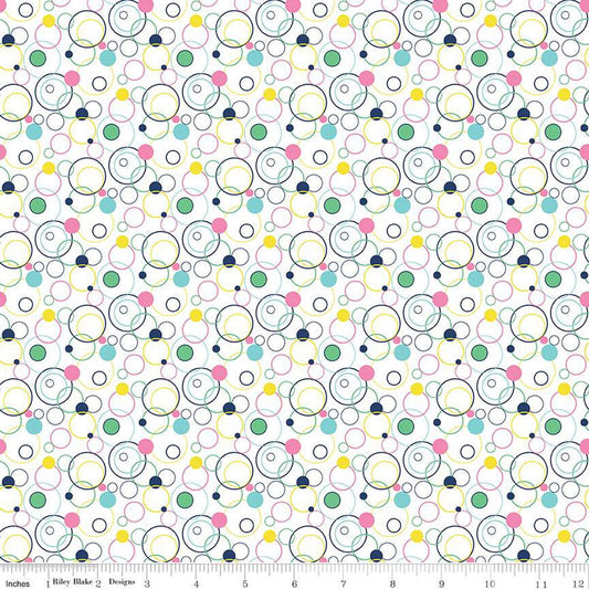 Effervescence Circles C13731 Multi - Riley Blake Designs - On White - Quilting Cotton Fabric