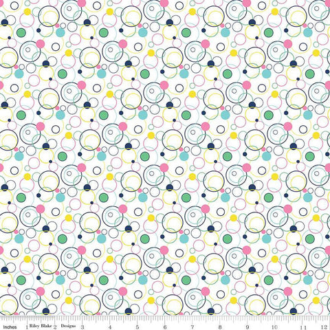 SALE Effervescence Circles C13731 Multi by Riley Blake Designs - On White - Quilting Cotton Fabric