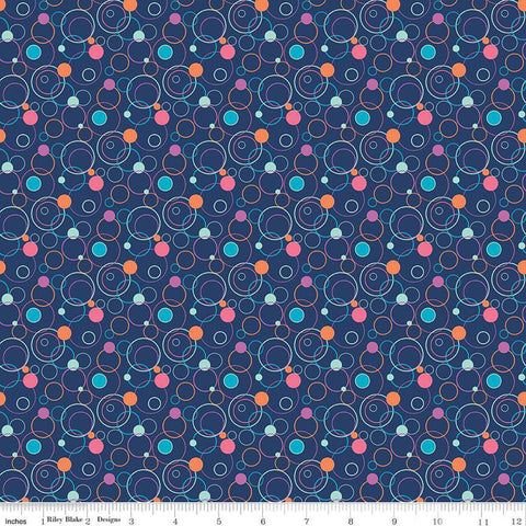 Effervescence Circles C13731 Navy/Multi by Riley Blake Designs - Quilting Cotton Fabric