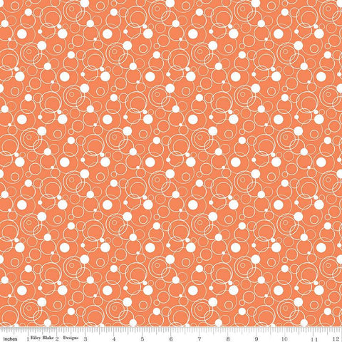 Fat Quarter End of Bolt - CLEARANCE Effervescence Circles C13731 Orange by Riley Blake  - Orange White - Quilting Cotton