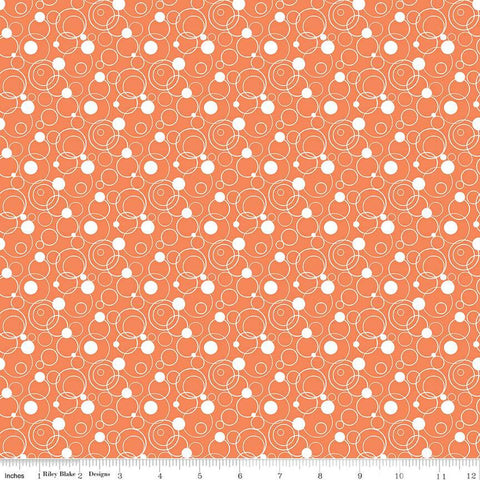 Fat Quarter End of Bolt - CLEARANCE Effervescence Circles C13731 Orange by Riley Blake  - Orange White - Quilting Cotton