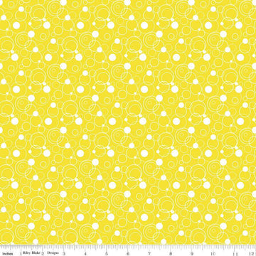 Fat Quarter End of Bolt - SALE Effervescence Circles C13731 Yellow by Riley Blake Designs - Yellow White - Quilting Cotton Fabric
