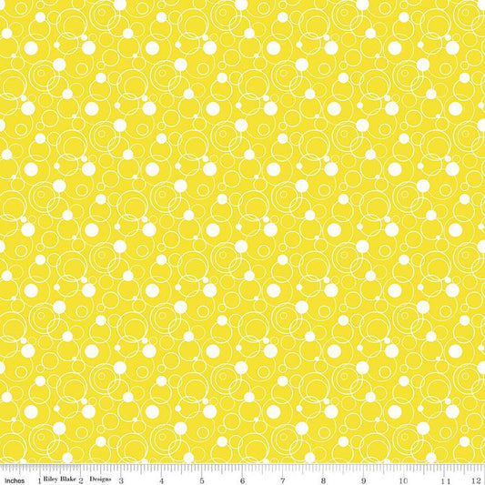 Fat Quarter End of Bolt - SALE Effervescence Circles C13731 Yellow by Riley Blake Designs - Yellow White - Quilting Cotton Fabric