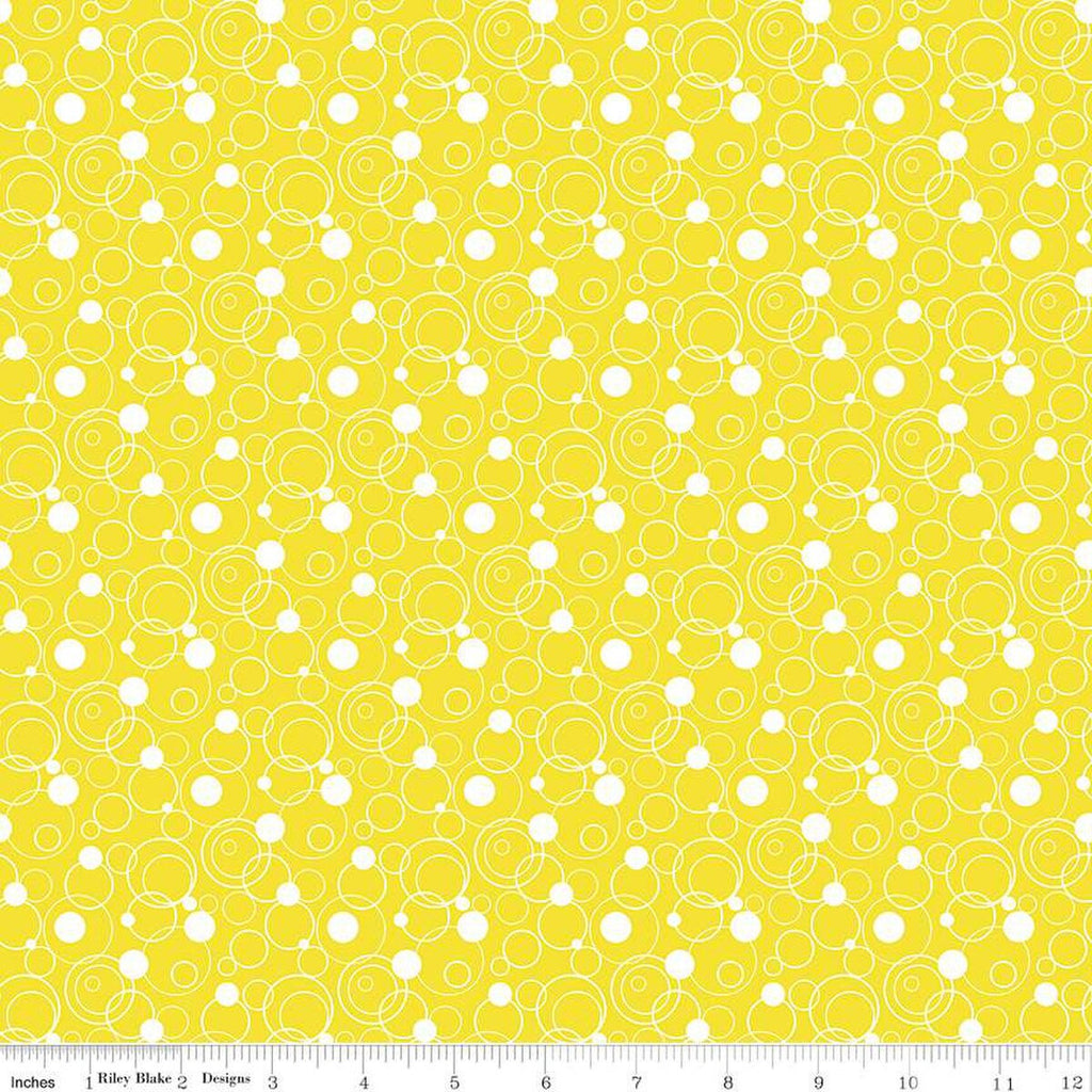 SALE Effervescence Circles C13731 Yellow by Riley Blake Designs - Yellow White - Quilting Cotton Fabric