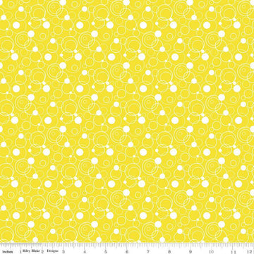 33" End of Bolt - SALE Effervescence Circles C13731 Yellow by Riley Blake Designs - Yellow White - Quilting Cotton Fabric