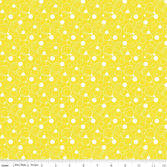 33" End of Bolt - SALE Effervescence Circles C13731 Yellow by Riley Blake Designs - Yellow White - Quilting Cotton Fabric