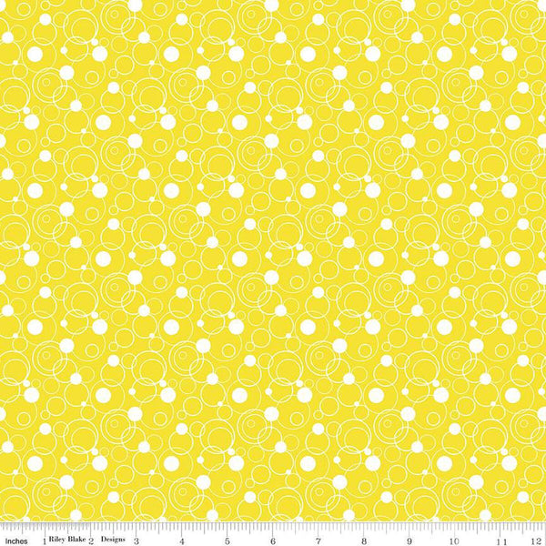 Effervescence Circles C13731 Yellow by Riley Blake Designs - Yellow White - Quilting Cotton Fabric