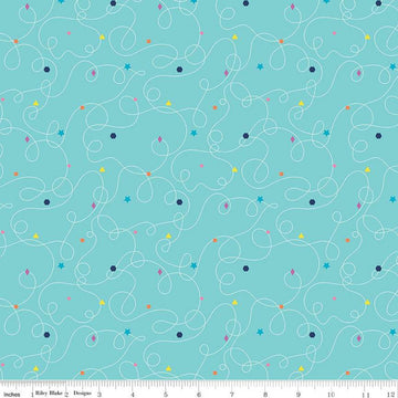 Effervescence Squiggles C13732 Aqua - Riley Blake Designs - Loops Geometric Shapes - Quilting Cotton Fabric