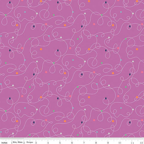 SALE Effervescence Squiggles C13732 Purple by Riley Blake Designs - Loops Geometric Shapes - Quilting Cotton Fabric