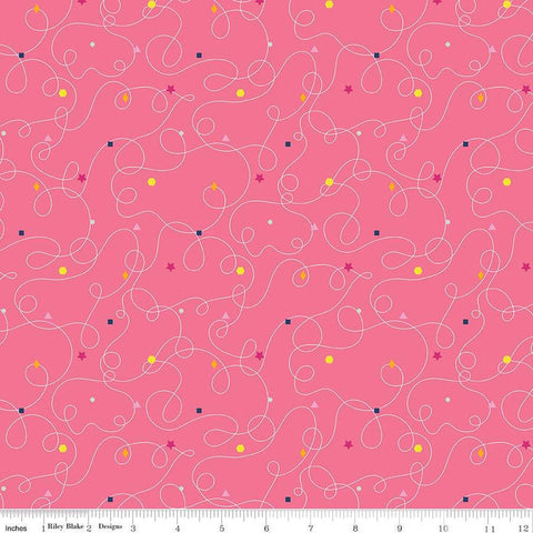 CLEARANCE Effervescence Squiggles C13732 Rose by Riley Blake  - Loops Geometric Shapes - Quilting Cotton