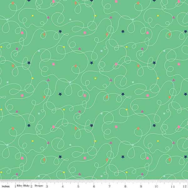 CLEARANCE Effervescence Squiggles C13732 Spearmint by Riley Blake - Loops Geometric Shapes - Quilting Cotton Fabric