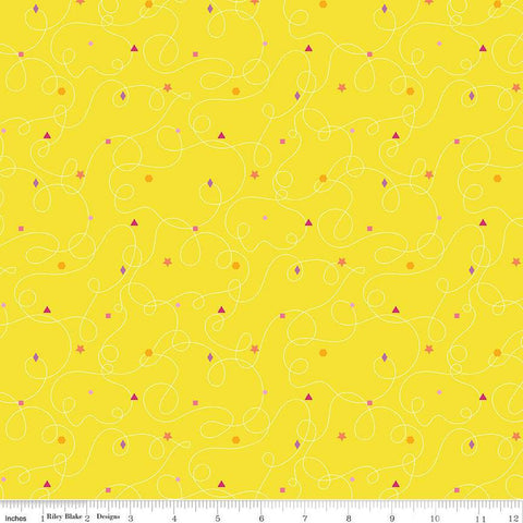 Effervescence Squiggles C13732 Yellow by Riley Blake Designs - Loops Geometric Shapes - Quilting Cotton Fabric