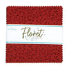 SALE Floret Red Charm Pack 5" Stacker Bundle - Riley Blake Designs - 42-Piece Precut  - Floral Flowers - Quilting Cotton Fabric