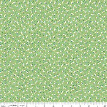 Fat Quarter End of Bolt - SALE Storytime 30s Ducks C13860 Green - Riley Blake Designs - Ducks Dots - Quilting Cotton Fabric