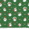 Fat Quarter End of Bolt - FLANNEL Jolly Old Elf F13909 Green - Riley Blake - Christmas Santa Claus Candy Canes- FLANNEL Cotton Fabric